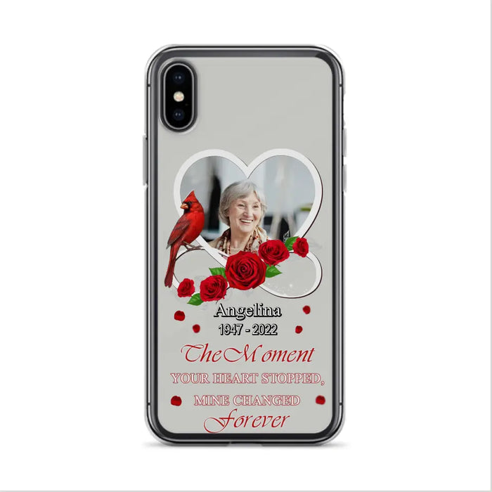 Custom Personalized Memorial Phone Case - Upload Photo - Memorial Gift Idea For Family Member - The Moment Your Heart Stopped Mine Changed Forever - Case For iPhone/Samsung