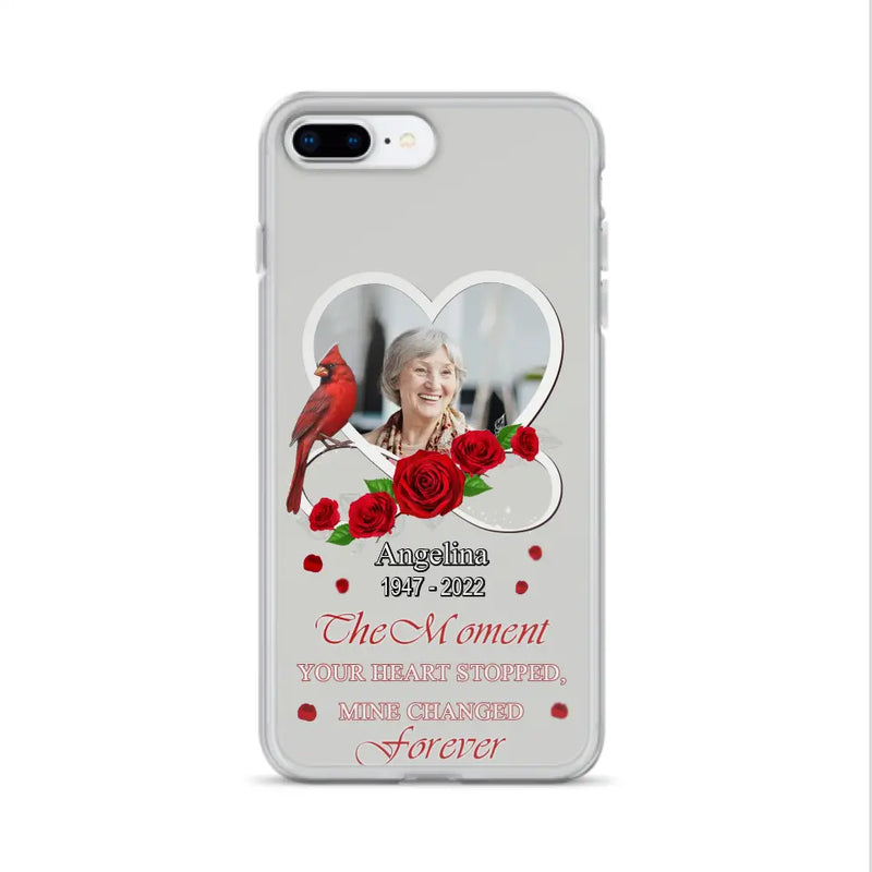Personalized Memorial Phone Case - Upload Photo - Memorial Gift Idea For Family Member - The Moment Your Heart Stopped Mine Changed Forever - Case For iPhone/Samsung