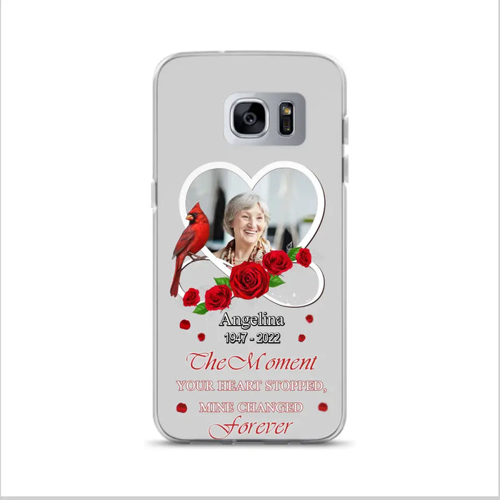 Custom Personalized Memorial Phone Case - Upload Photo - Memorial Gift Idea For Family Member - The Moment Your Heart Stopped Mine Changed Forever - Case For iPhone/Samsung