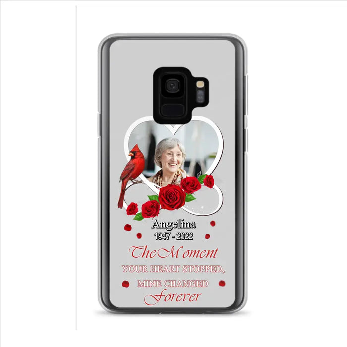 Custom Personalized Memorial Phone Case - Upload Photo - Memorial Gift Idea For Family Member - The Moment Your Heart Stopped Mine Changed Forever - Case For iPhone/Samsung