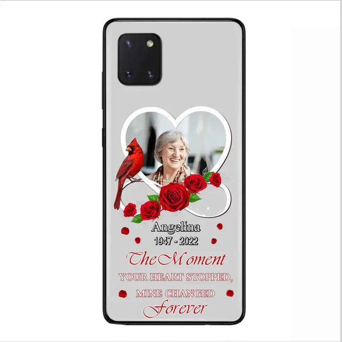 Custom Personalized Memorial Phone Case - Upload Photo - Memorial Gift Idea For Family Member - The Moment Your Heart Stopped Mine Changed Forever - Case For iPhone/Samsung