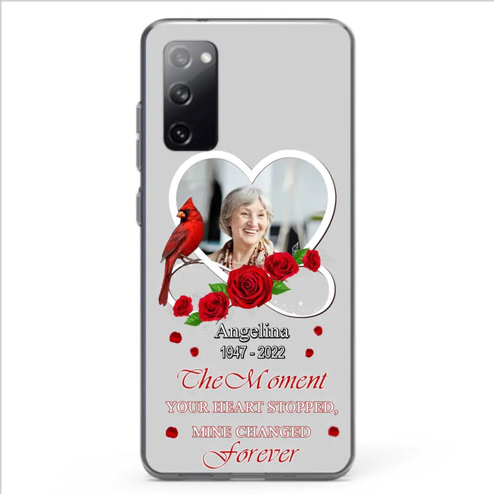 Custom Personalized Memorial Phone Case - Upload Photo - Memorial Gift Idea For Family Member - The Moment Your Heart Stopped Mine Changed Forever - Case For iPhone/Samsung