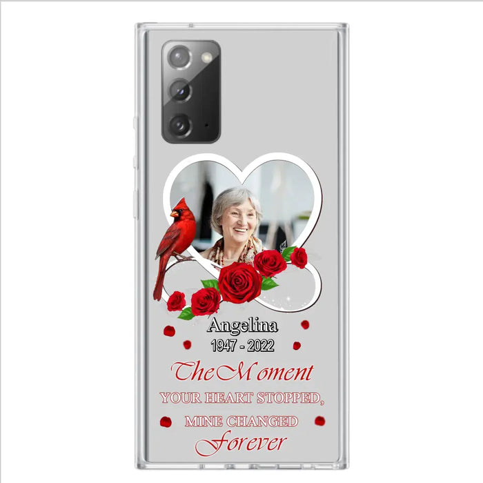 Custom Personalized Memorial Phone Case - Upload Photo - Memorial Gift Idea For Family Member - The Moment Your Heart Stopped Mine Changed Forever - Case For iPhone/Samsung