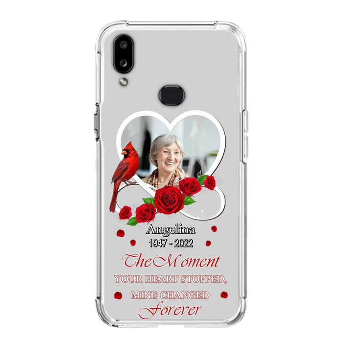 Custom Personalized Memorial Phone Case - Upload Photo - Memorial Gift Idea For Family Member - The Moment Your Heart Stopped Mine Changed Forever - Case For iPhone/Samsung