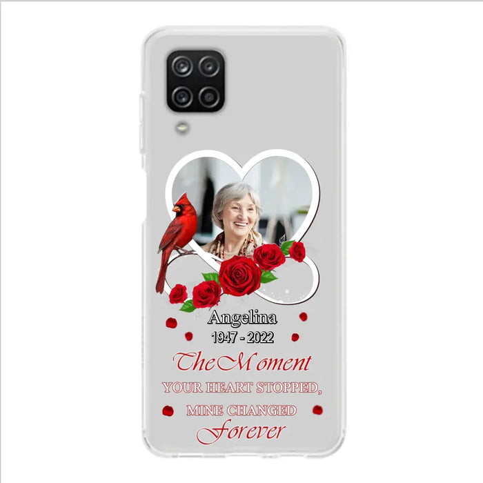 Custom Personalized Memorial Phone Case - Upload Photo - Memorial Gift Idea For Family Member - The Moment Your Heart Stopped Mine Changed Forever - Case For iPhone/Samsung