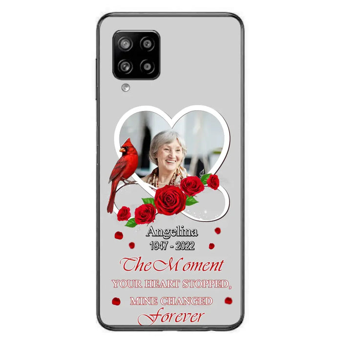 Custom Personalized Memorial Phone Case - Upload Photo - Memorial Gift Idea For Family Member - The Moment Your Heart Stopped Mine Changed Forever - Case For iPhone/Samsung