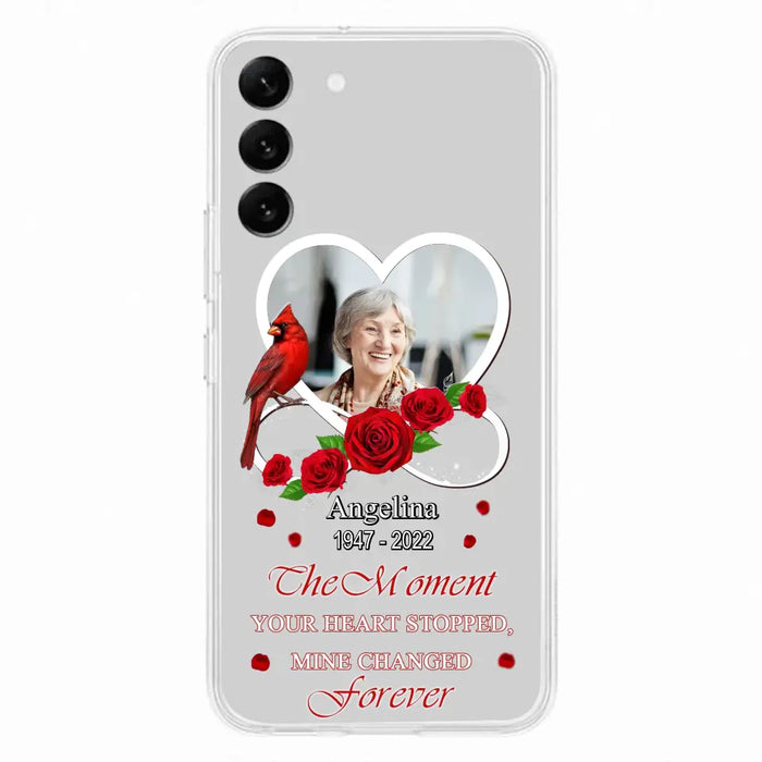 Custom Personalized Memorial Phone Case - Upload Photo - Memorial Gift Idea For Family Member - The Moment Your Heart Stopped Mine Changed Forever - Case For iPhone/Samsung