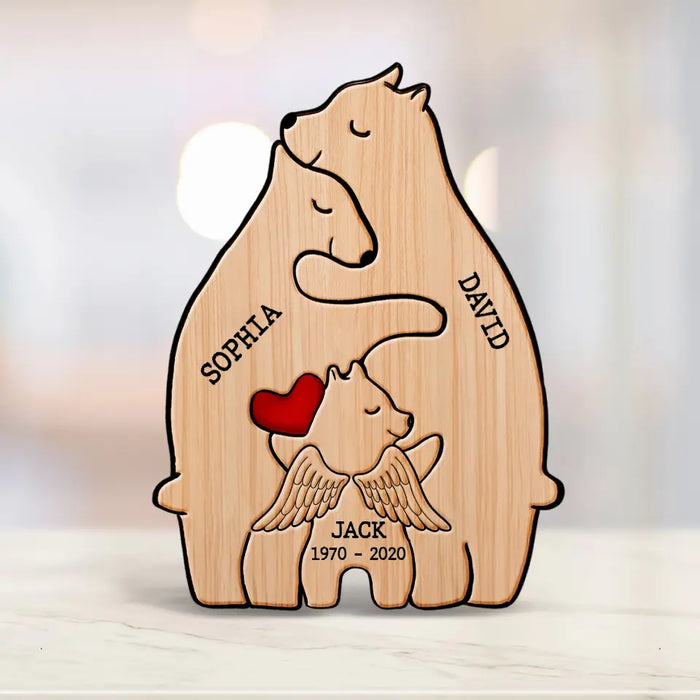 Personalized Family Bear Wooden Puzzle - Up to 6 People - Christmas/Memorial Gift Idea for Family