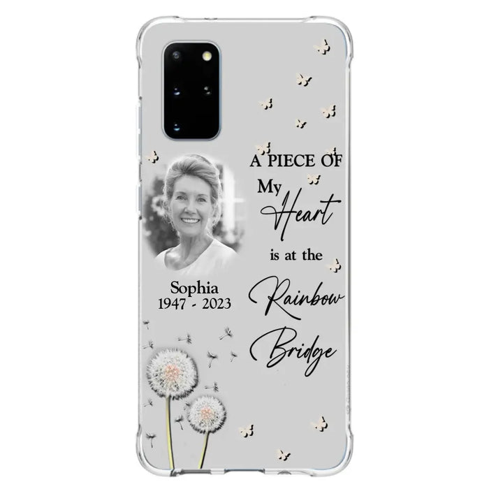 Custom Personalized Memorial Phone Case - Upload Photo - Memorial Gift Idea For Family Member - A Piece Of My Heart Is At The Rainbow Bridge - Case For iPhone/Samsung