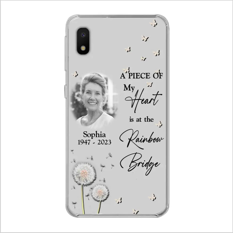 Personalized Memorial Phone Case - Upload Photo - Memorial Gift Idea For Family Member - A Piece Of My Heart Is At The Rainbow Bridge - Case For iPhone/Samsung