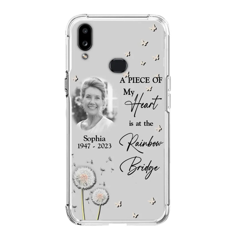 Personalized Memorial Phone Case - Upload Photo - Memorial Gift Idea For Family Member - A Piece Of My Heart Is At The Rainbow Bridge - Case For iPhone/Samsung