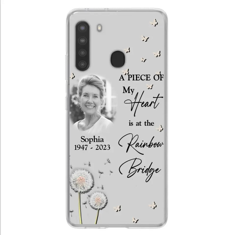 Personalized Memorial Phone Case - Upload Photo - Memorial Gift Idea For Family Member - A Piece Of My Heart Is At The Rainbow Bridge - Case For iPhone/Samsung