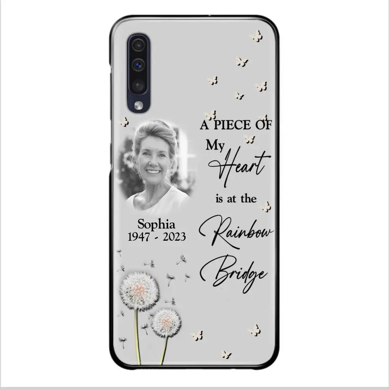 Personalized Memorial Phone Case - Upload Photo - Memorial Gift Idea For Family Member - A Piece Of My Heart Is At The Rainbow Bridge - Case For iPhone/Samsung