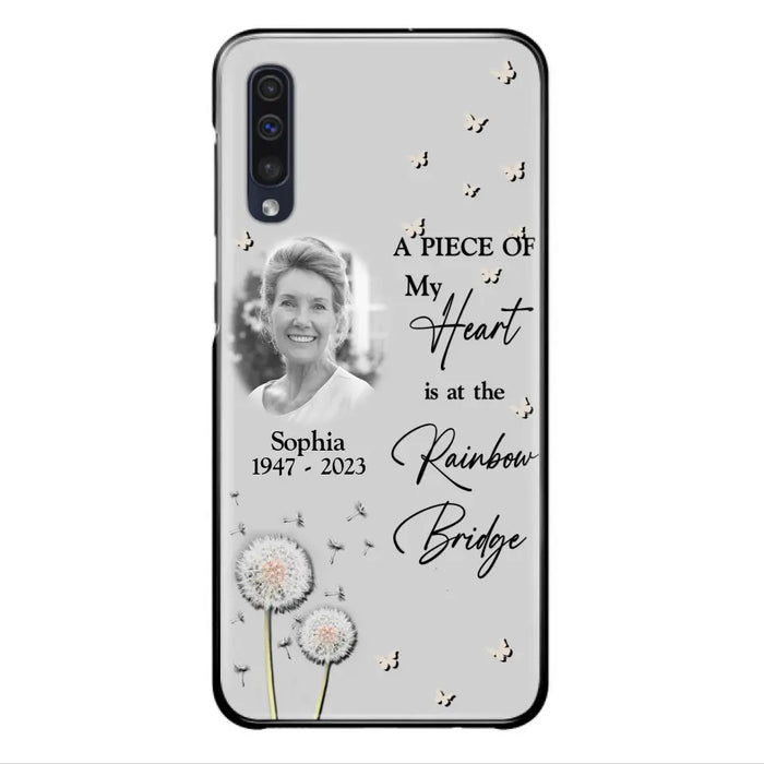 Custom Personalized Memorial Phone Case - Upload Photo - Memorial Gift Idea For Family Member - A Piece Of My Heart Is At The Rainbow Bridge - Case For iPhone/Samsung