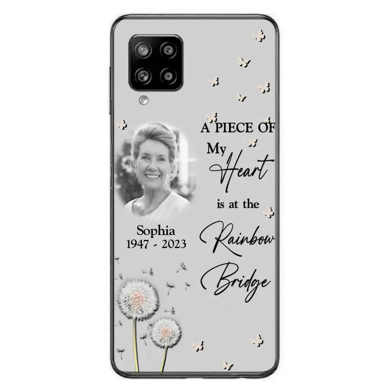 Personalized Memorial Phone Case - Upload Photo - Memorial Gift Idea For Family Member - A Piece Of My Heart Is At The Rainbow Bridge - Case For iPhone/Samsung