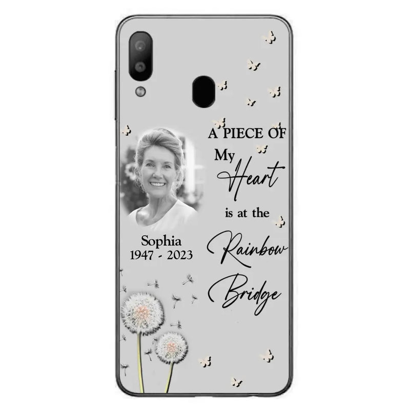 Personalized Memorial Phone Case - Upload Photo - Memorial Gift Idea For Family Member - A Piece Of My Heart Is At The Rainbow Bridge - Case For iPhone/Samsung