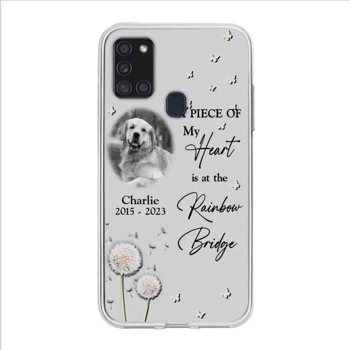 Personalized Memorial Phone Case - Upload Photo - Memorial Gift Idea For Pet Lover - A Piece Of My Heart Is At The Rainbow Bridge - Case For iPhone/Samsung