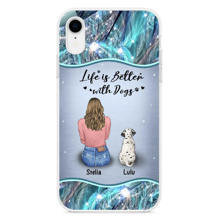 Personalized Dog Mom Phone Case - Upto 4 Dogs -Gift Idea For Dog Owners - Life Is Better With Dogs - Case For iPhone/Samsung