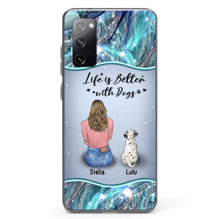 Personalized Dog Mom Phone Case - Upto 4 Dogs -Gift Idea For Dog Owners - Life Is Better With Dogs - Case For iPhone/Samsung