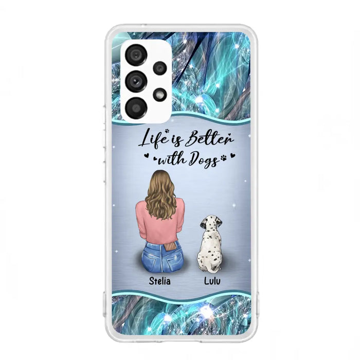 Personalized Dog Mom Phone Case - Upto 4 Dogs -Gift Idea For Dog Owners - Life Is Better With Dogs - Case For iPhone/Samsung