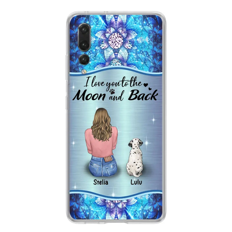 Personalized Dog Mom Phone Case - Up to 4 Dogs - Gift Idea For Dog Owners - I Love You To The Moon And Back - Case For Oppo/Xiaomi/Huawei