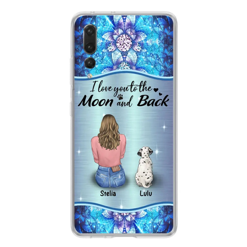 Personalized Dog Mom Phone Case - Up to 4 Dogs - Gift Idea For Dog Owners - I Love You To The Moon And Back - Case For Oppo/Xiaomi/Huawei