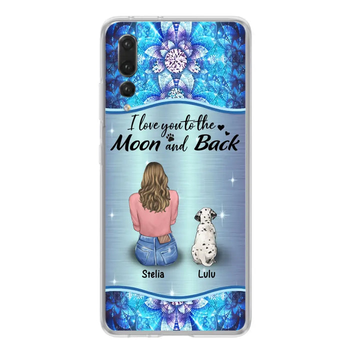 Personalized Dog Mom Phone Case - Upto 4 Dogs -Gift Idea For Dog Owners - I Love You To The Moon And Back - Case For Oppo/Xiaomi/Huawei