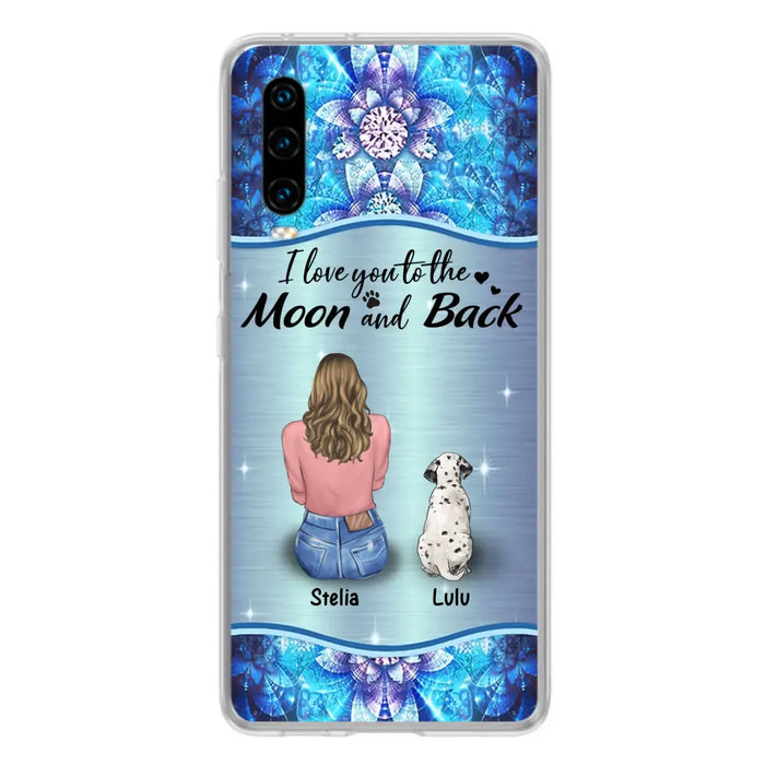 Personalized Dog Mom Phone Case - Upto 4 Dogs -Gift Idea For Dog Owners - I Love You To The Moon And Back - Case For Oppo/Xiaomi/Huawei