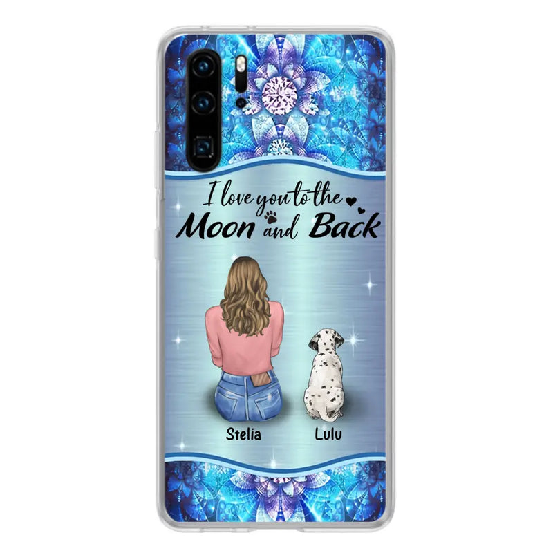 Personalized Dog Mom Phone Case - Up to 4 Dogs - Gift Idea For Dog Owners - I Love You To The Moon And Back - Case For Oppo/Xiaomi/Huawei