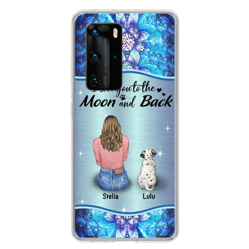 Personalized Dog Mom Phone Case - Up to 4 Dogs - Gift Idea For Dog Owners - I Love You To The Moon And Back - Case For Oppo/Xiaomi/Huawei
