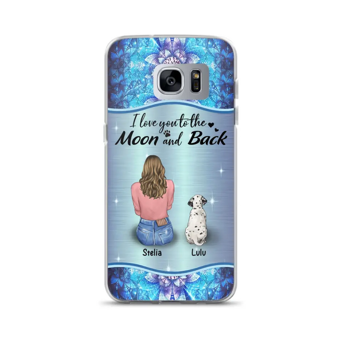 Personalized Dog Mom Phone Case - Upto 4 Dogs -Gift Idea For Dog Owners - I Love You To The Moon And Back - Case For iPhone/Samsung