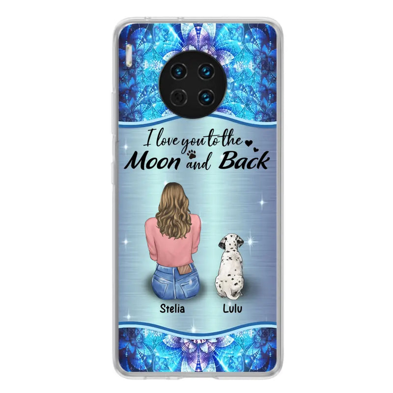 Personalized Dog Mom Phone Case - Up to 4 Dogs - Gift Idea For Dog Owners - I Love You To The Moon And Back - Case For Oppo/Xiaomi/Huawei