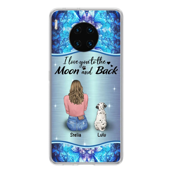 Personalized Dog Mom Phone Case - Upto 4 Dogs -Gift Idea For Dog Owners - I Love You To The Moon And Back - Case For Oppo/Xiaomi/Huawei