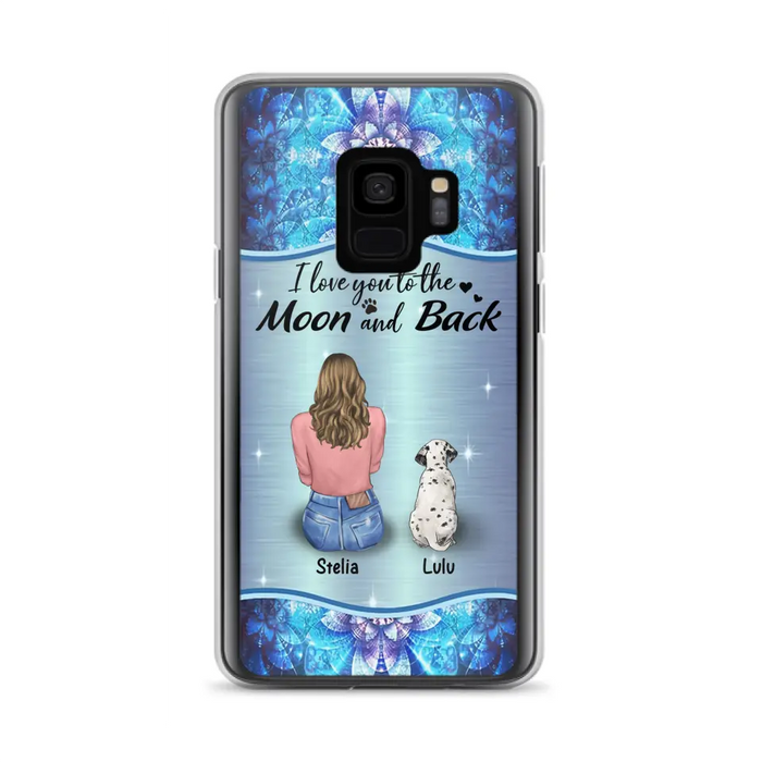 Personalized Dog Mom Phone Case - Upto 4 Dogs -Gift Idea For Dog Owners - I Love You To The Moon And Back - Case For iPhone/Samsung