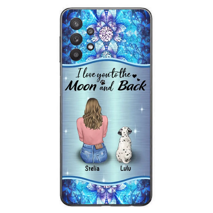 Personalized Dog Mom Phone Case - Upto 4 Dogs -Gift Idea For Dog Owners - I Love You To The Moon And Back - Case For iPhone/Samsung