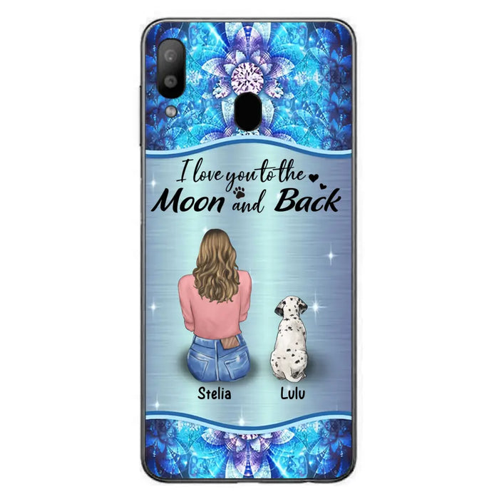 Personalized Dog Mom Phone Case - Upto 4 Dogs -Gift Idea For Dog Owners - I Love You To The Moon And Back - Case For iPhone/Samsung