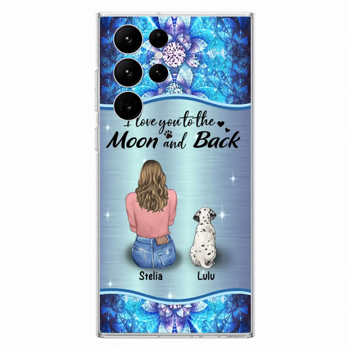 Personalized Dog Mom Phone Case - Upto 4 Dogs -Gift Idea For Dog Owners - I Love You To The Moon And Back - Case For iPhone/Samsung