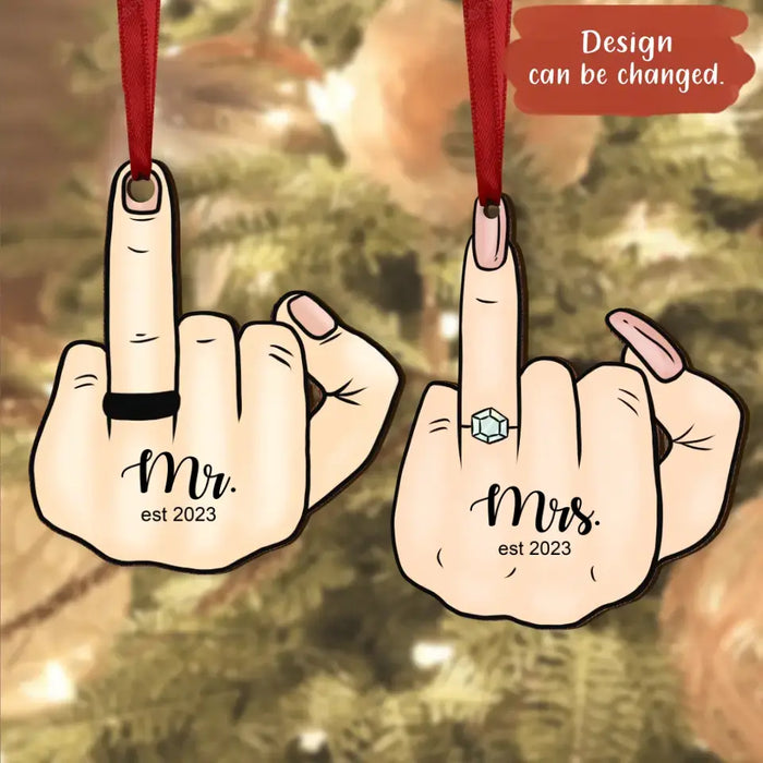 Custom Personalized Couple Wooden Ornament Set - Christmas/Funny Gift Idea for Couple/Him/Her