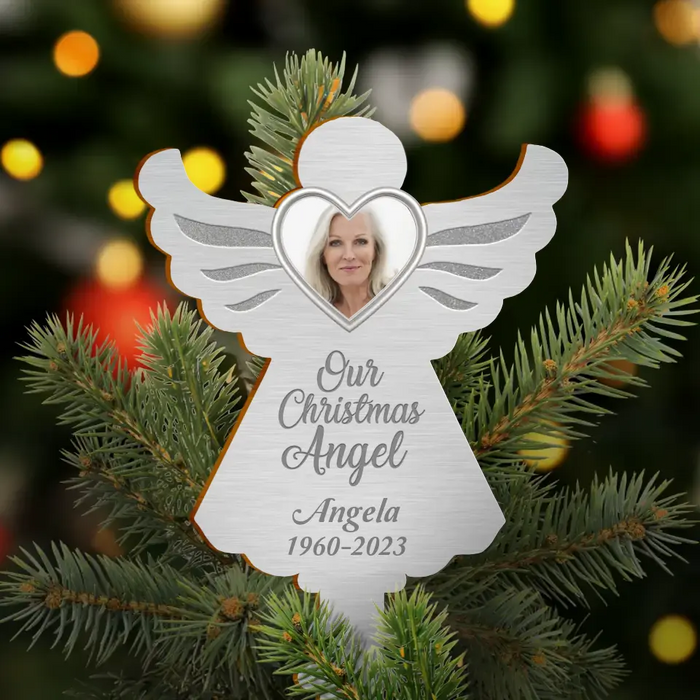 Custom Personalized Memorial Angel Tree Topper - Upload Photo - Memorial Gift Idea for Christmas - Our Christmas Angel