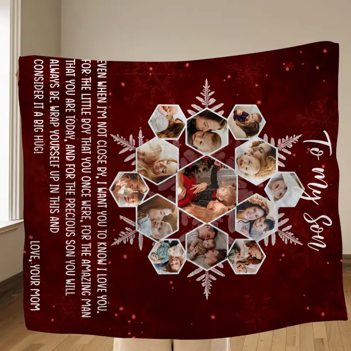 Custom Personalized To My Son Photo Quilt/ Single Layer Fleece Blanket - Gift Idea For Son - Upload Photo - Consider It A Big Hug