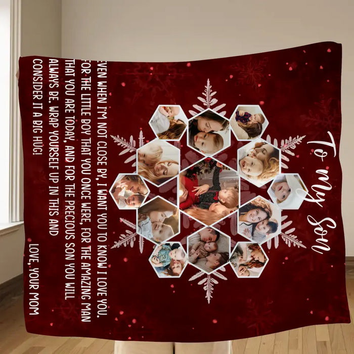 Custom Personalized To My Son Photo Quilt/ Single Layer Fleece Blanket - Gift Idea For Son - Upload Photo - Consider It A Big Hug