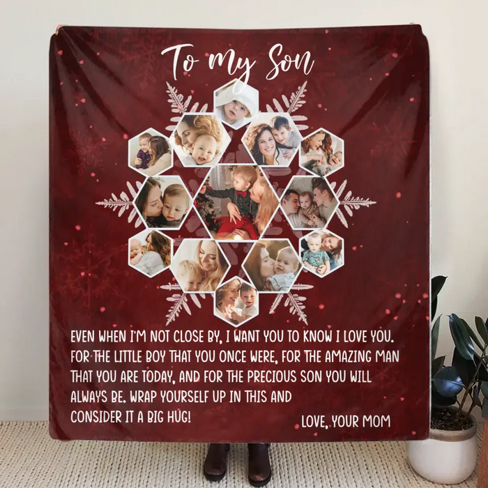 Custom Personalized To My Son Photo Quilt/ Single Layer Fleece Blanket - Gift Idea For Son - Upload Photo - Consider It A Big Hug