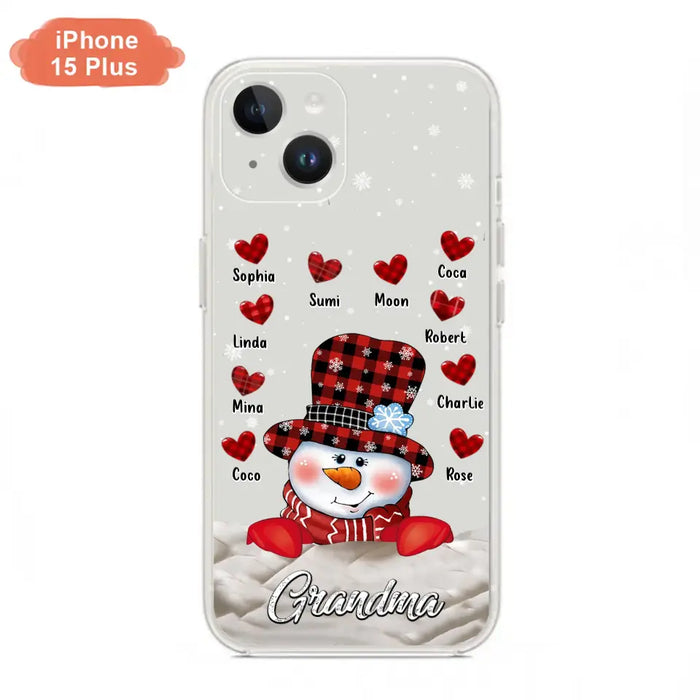 Personalized Snowman Grandma Phone Case - Christmas Gift Idea For Grandma - Up to 10 Kids - Case For iPhone/Samsung