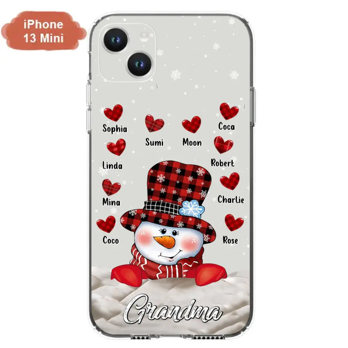 Personalized Snowman Grandma Phone Case - Christmas Gift Idea For Grandma - Up to 10 Kids - Case For iPhone/Samsung