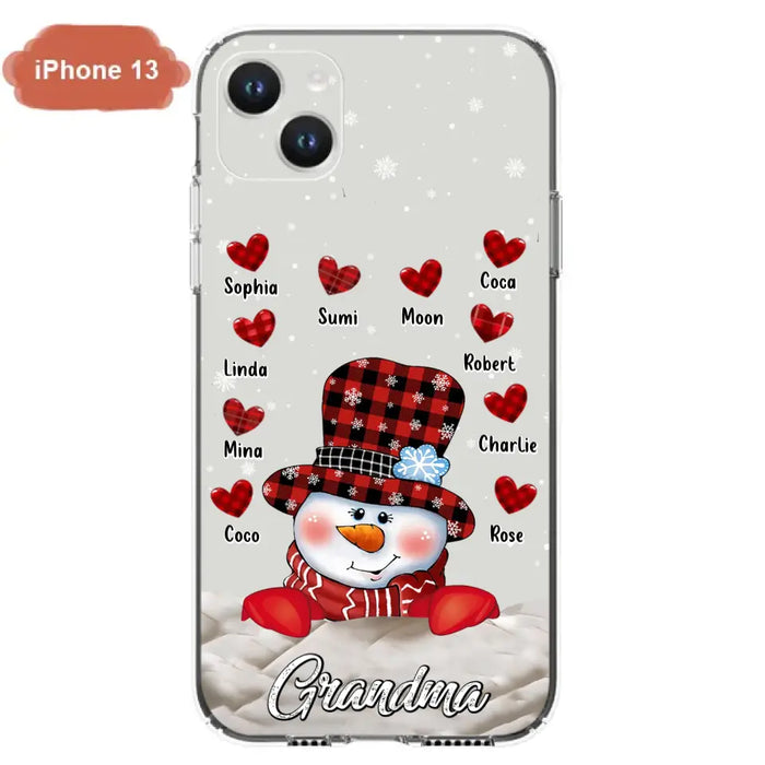 Personalized Snowman Grandma Phone Case - Christmas Gift Idea For Grandma - Up to 10 Kids - Case For iPhone/Samsung