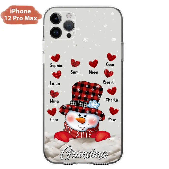 Personalized Snowman Grandma Phone Case - Christmas Gift Idea For Grandma - Up to 10 Kids - Case For iPhone/Samsung