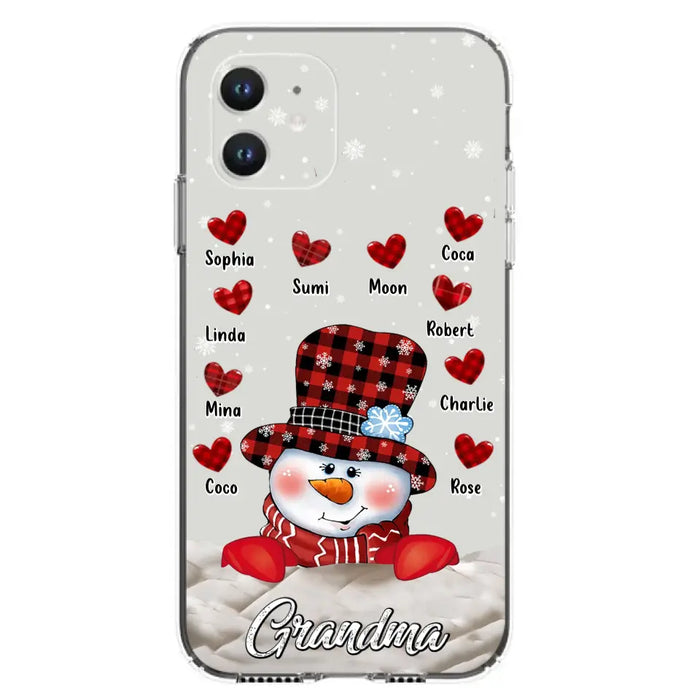 Personalized Snowman Grandma Phone Case - Christmas Gift Idea For Grandma - Up to 10 Kids - Case For iPhone/Samsung