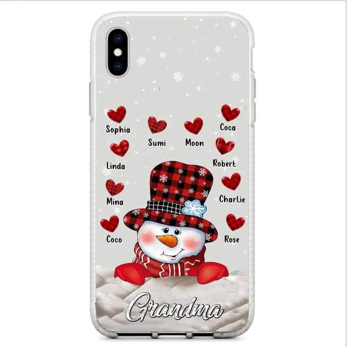 Personalized Snowman Grandma Phone Case - Christmas Gift Idea For Grandma - Up to 10 Kids - Case For iPhone/Samsung