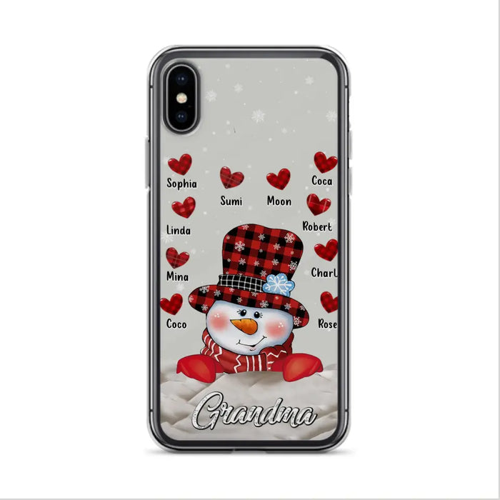 Personalized Snowman Grandma Phone Case - Christmas Gift Idea For Grandma - Up to 10 Kids - Case For iPhone/Samsung