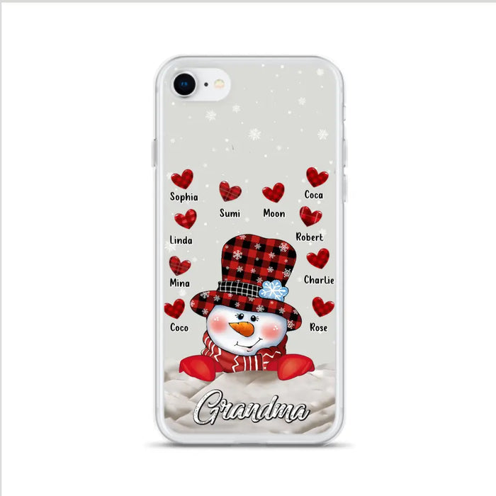 Personalized Snowman Grandma Phone Case - Christmas Gift Idea For Grandma - Up to 10 Kids - Case For iPhone/Samsung